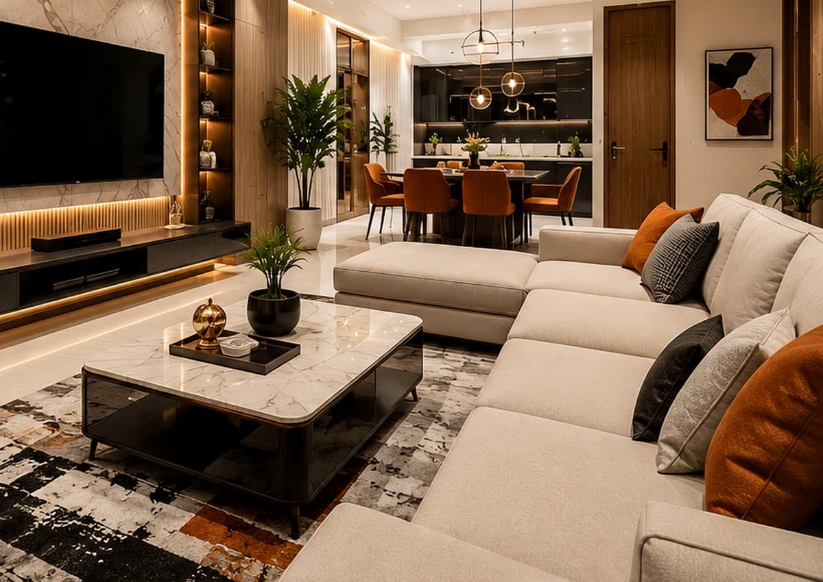 Living Room Interiors service by DBuild Interiors Sarjapura Bangalore
